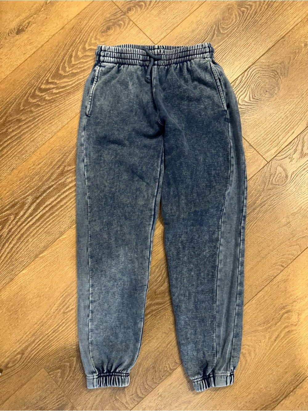 TNA Women's Acid Wash Denim Look Jogger - Dark Blue